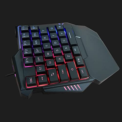 Dioche Tastiera da Gioco Economica Tastiera da Gioco con una Sola Mano 35 Tasti Interfaccia USB Retroilluminata RGB Ergonomica per PC, Tasti Silenziosi Prestazioni di Migliorate