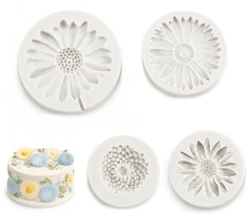 4 Pièces 3D Moules À Fondant, Moules À Bougies 3D, Moule En Silicone Fleurs Tournesol et Marguerite, Moule En Silicones Pour Bougies, DIY Moulen Silicone Fleur pour Savon Aromathérapie