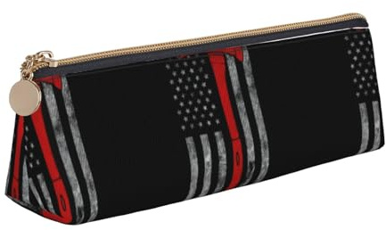 Estuche triangular con estampado de bandera de hacha de bombero, organizador de suministros de gran capacidad, bolsa de papelería de oficina