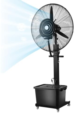 Lsoiup Ventilatore da Terra a Nebbia | Oscillazione 90°, serbatoio 42L, 3 velocità – Perfetto per showroom, gallerie d’arte, esposizioni.(⌀71cm)