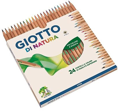 GIOTTO Di Natura - Astuccio Da 24 Matite A Pastello Colorate, 3.8 mm, Colori Intensi