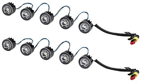 HELLA 2PT 010 458-701 LED-Tagfahrleuchtensatz - LEDayFlex - 12/24V - rund - Einbau - Lichtscheibenfarbe: glasklar - Kabel: 120mm - Fahrzeugfront - Satz