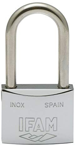 IFAM Candado Serie Inox, Arco Largo, 50mm, Alta Resistencia a la Oxidación, Ambientes Húmedos, Alto Nivel de Seguridad, Resistente y Cromado