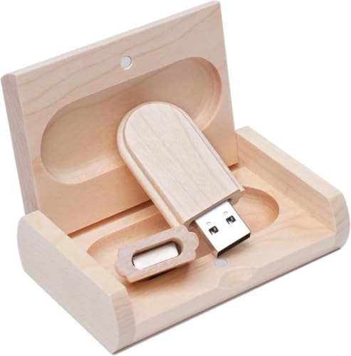 Yaxiny, chiavetta USB 2.0, in legno di acero, con scatola di legno