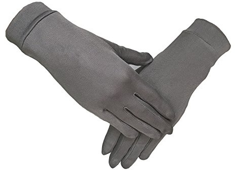 Lsharon Gants en soie Mulberry avec doublure thermique Pour ski, cyclisme - Gris - Medium