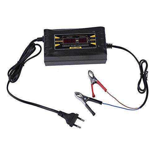 Richer-R Automatik Batterieladegerät, 12V 6A automatisches schnelles Auto Ladegerät,Smart Batterieladegerät Erhaltungsladegerät mit Bildschirm für KFZ PKW Auto Motorrad (EU)