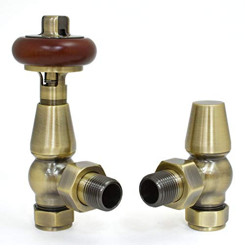 Hot Flow | Liffey Traditional Radiator Valve - Angled Manual (Antique Brass)