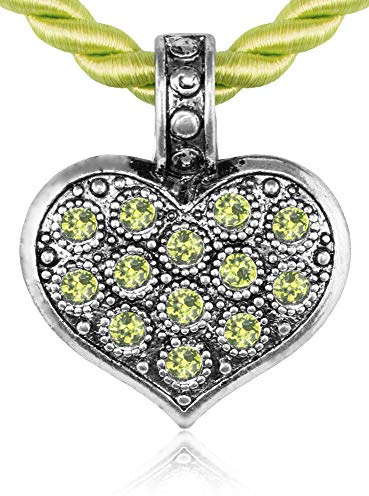 LUISIA Kordel Collier Enya mit Herzanhänger - Charmante Kordel Halskette mit Trachten Herz Anhänger Premium Kristallen