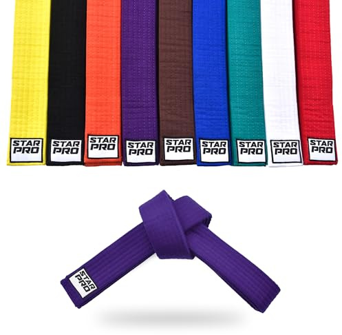 Starpro Martial Arts Training Belt for Karate Judo BJJ Taekwondo - Durable Cotton Polyester Blend for Kids & Adults - Vibrant Colors Purple