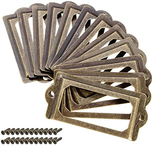 12er Pack Antik Messing Metall Namenskartenrahmen Vintage Bronze Etikettenhalter Tag Für Möbelgriff Schublade Aktenschrank Regale