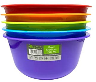 ECO Unbreakable Reusable Colourful Plastic Bowls Set of 4 Shatterproof 100% Food Safe Perfect for Camping, Indoor, Outdoor and Picnic(Rainbow, Medium)