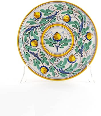 CEAR ceramiche - Piatto artigianale murale ornamentale Ø cm 20 in ceramica italiana siciliana decorata e realizzata a mano.