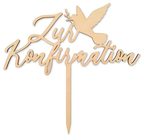 Cake Topper: Zur Konfirmation | Tortenstecker Taube (Birke)