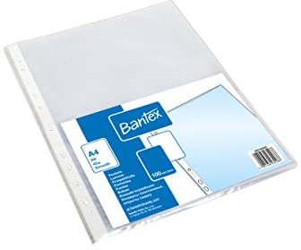 BANTEX Schutzumschlag für Dokumente A4, Glasklar Dokumentenhülle 45 µ, Glatte Oberfläche, Klarsichthüll, Transparente PP-Folie, Dokumentenumschlag, Aufbewahrung von Dokumenten, 100 Stück