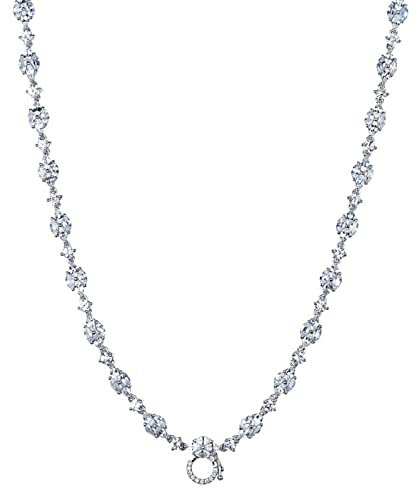 Daesar Damen Kette 18 Karat Weißgold 750 mit Diamant, Halskette Collier Kette mit Weiß Saphir 16.2ctWeißgold Charms für Frauen