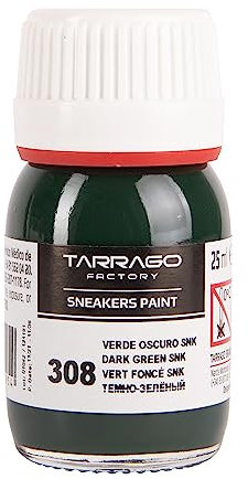 Tarrago Schuhfarbe Dunkelgrün SNK 308 25 ml Flasche mit Pinsel und Schwamm für Glattleder, Kunstleder oder Canvas
