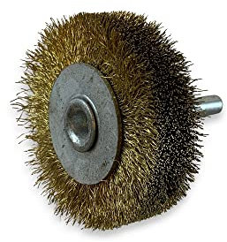 Lot de 10 brosses rotatives circulaires métalliques sur tige Ø 60 mm | Fil laiton dur Ø 0,30 mm | Epaisseur 18 mm | 3 rangs | Pour perceuse ou visseuse à mandrin | Kibros 2660LT18x10