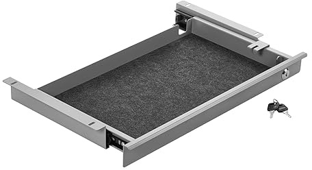 CAVO Dokumentenschublade aus Stahl 500 mm grau Schreibtischschublade | abschließbar mit Kabeldurchführung von SOTECH