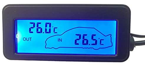 RANRAO Auto-Thermometer innen außen, digitales Thermometer, Empfindlichkeit, 12 V, digitale Hintergrundbeleuchtung, LCD-Display, Auto innen und außen