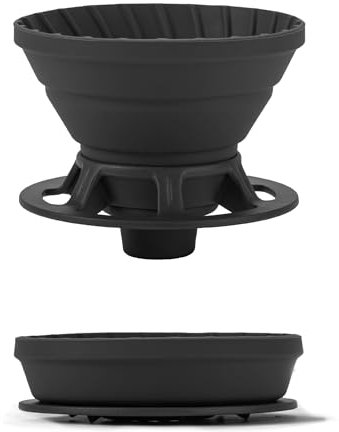 VANDROOP Gotero de café plegable, soporte de filtro de café reutilizable de silicona, gotero de café para camping, viajes de negocios, cafetera de un solo vertido (negro)