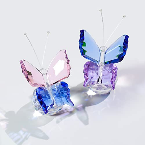 Movdyka Lot de 2 figurines papillon en cristal pour femme