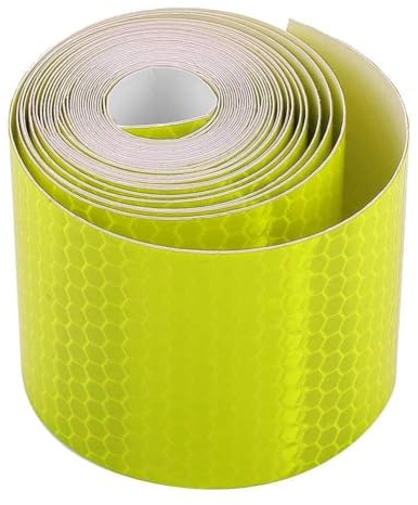 Agatige 5cm X 3m Ruban D'avertissement Réfléchissant, Autocollant Ruban Réfléchissant Autocollant Auto-Adhésif Haute Visibilité Autocollante pour Véhicules Voitures Remorques Vélos Casques (Jaune)