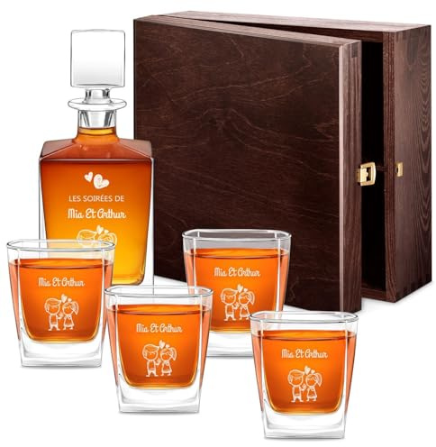 Maverton Set de 4/6 Verres et Carafe Whisky personnalisés
