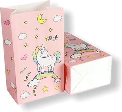 Geschenktüten Einhorn rosa 12 Stück - Leckerli Beutel zum Verschenken -Geschenktüten Kinderparty - Kinder
