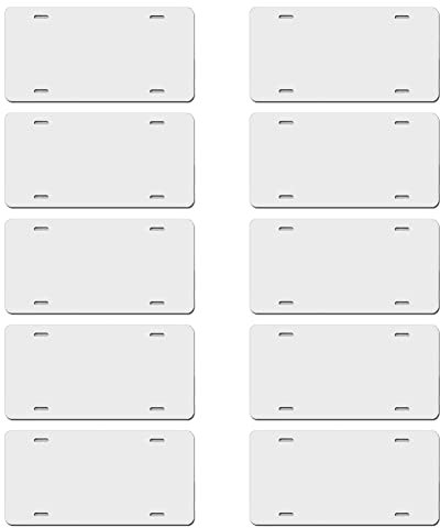 JOJEJUN - Placa de matrícula para sublimación (10 unidades, transferencia térmica en blanco, etiqueta de matrícula, coche, para decoración de coche, personalizada, 12 x 6 pulgadas)