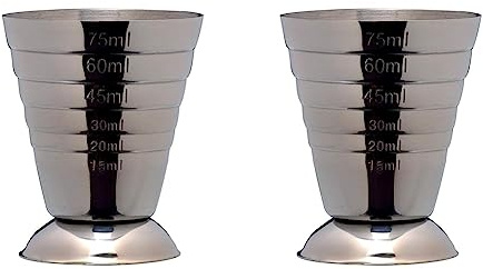 Piazza - Misurino Cocktail in Acciaio Inox, Dosatore Professionale per Attrezzatura Bar, Jigger Barman | Capacità 75ml (Confezione da 2)