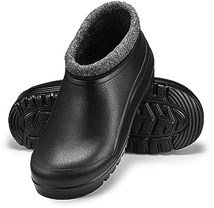 ESTRO Botas de Lluvia Hombre - Zuecos Hombre Invierno Zuecos Forrados Botas de Goma con Forro K042 (42 EU, Negro)