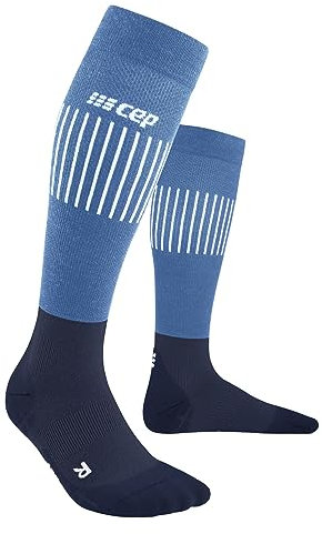 CEP - Leichte Merino Skisocken Damen mit Kompression | hellblau/blau | Gr. III | M | Ultralight Socks Skiing mit Polsterung, Skisocken Merinowolle für kraftvolle Beine