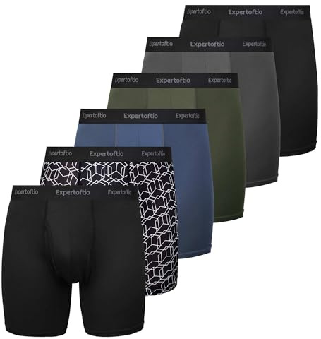Expertoftio Boxer sportivi da uomo, biancheria intima funzionale lunga, confezione da 6 pezzi, shorts a compressione, mutande da uomo con apertura, XXL