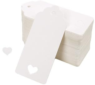 100 Stück Mini-Geschenkanhänger, blanko, Kraftpapier, Bastelanhänger, Etiketten, rustikal, Hochzeitsgeschenk, Etikett, blanko, beschreibbare Geschenkanhänger, Preisschild (weiß, 4 x 9 cm)