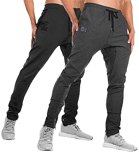 BROKIG Mens Gym Tracksuit Bottoms Jogging Running Joggers L