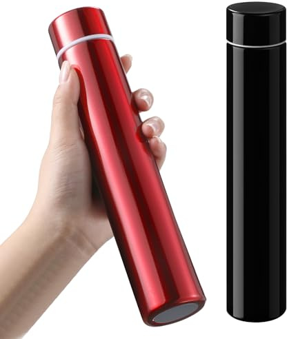 Vesici Lot de 2 bouteilles d'eau fines de 250 ml en acier inoxydable pour sac à main, bouteille d'eau compacte isotherme pour camping, voyage, sac à dos, poche pour voiture, café froid, thé (noir,