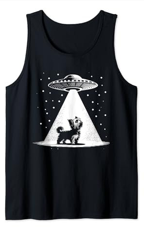 Teacup Yorkie Mom Dad Dog - Funny Alien UFO Tank Top