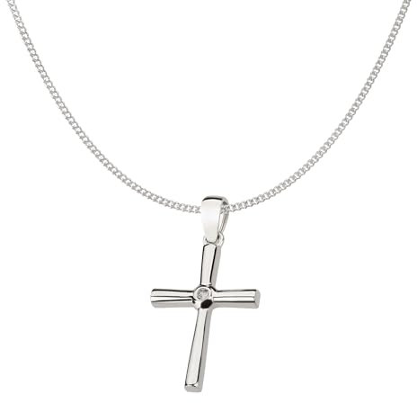 Ardeo Aurum Damen Schmuck-Set aus 333 Gold Weißgold Kreuz Anhänger Panzerkette 1 mm Länge 50 cm