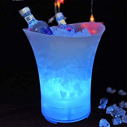 DDKYHU Seau à Glace LED 5L Grande capacité changeant de Couleur Seau Refroidisseur LED Double Couche Barre carrée bière Seau à Glace Boissons au vin Seau à bière/Multicolore