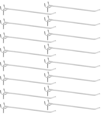 sourcing map 50pcs Pegboard Shelving Hooks 8 Stainless Steel Peg Board Display Hook Hanging Holders Wall Mount Organize Tools for Workbench Garage Kitchen Store, Silver