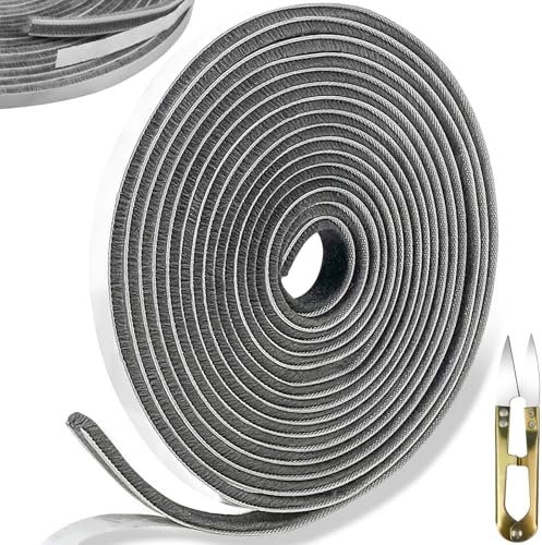 rietegio 10M Bürstendichtung Selbstklebend 9mm(B) x 5mm(D) Dichtungsband Selbstklebend Insekten Staub und Lärmabweisende Kleberückseite Bürstenleiste für Schiebetüren Fenster und Schränke (Grau)