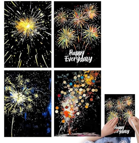 Générique Peinture à gratter pour Adulte, Papier de Peinture Artistique à gratter Arc-en- | Kit de Papier A4 Brillant dans Le Noir pour - Kits de Bricolage en Papier pour Filles Garçons Adultes