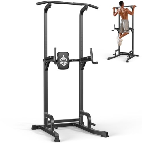 Sportsroyals Power Tower, Dip-Station, Klimmzugstange für das Krafttrainingsgerät im Heim-Fitnessstudio, 204 kg (black-04)