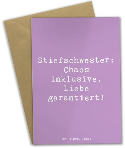 Mr. & Mrs. Panda neujahrskarte Spruch Stiefschwester Liebe - Geschenk, einladungskarten, dankeskarten, Sprüche, Familienleben, Geschenke, Geschwisterbeziehung, Dankeschön, weihnachtskarten, osterkarte