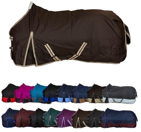 RL24 - Weidedecke 600D Basicline – Dunkelbraun 115cm (Polarfleecefutter) | Regendecke & Übergangsdecke – Wind- & wasserdichte Outdoordecke mit Innenfutter & Kreuzbegurtung – Pferdedecke
