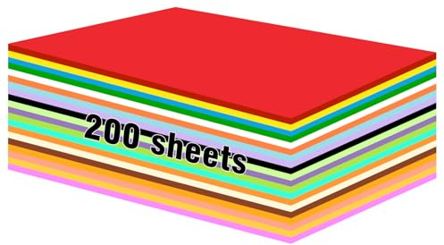 KITDAHOM Bastelpapier – 200 Blatt Bunt A4 – 20 Farben – 70 g/m² – doppelseitiges Bastelpapier für DIY-Origami und Malprojekte – geeignet für Erwachsene und Kinder