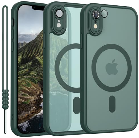 YUANDMI für iPhone XR Hülle kompatibel mit MagSafe Matt Grün | Handyhülle für iPhone XR Magnetisch Matte Touch Kameraschutz, rutschfest Kratzfest Schutz Stoßfest