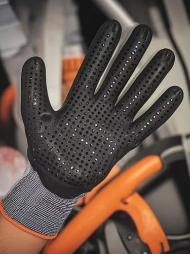 ULUCK PLUS 3 Pairs Touch Screen Nitrile Coated Work Gloves,Dots for Anti-Slip Grip,Nitrile Engineering Gripper Gloves for Work,Optimal Oil Handling,for Men and Women (XL)
