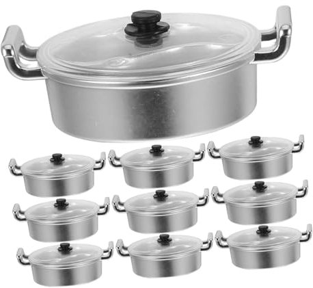 COMPUKAS 10pcs Mini Simulation Hot Pot Miniature Cooking Set for Doll House Mini Cooking Toy Set Accessories for Boys and Girls Educational Play and Miniature Kitchen Scenes