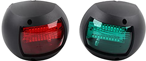 Haofy Paire de Lampe à Yacht LED, Lumière de Navigation à L'épreuve de L'eau avec Signal Vert Rouge, pour les Bateaux et les Navires (BLACK)